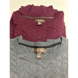(2) Tasso Elba Cotton Sweater Elbow‎ Patch Crew Neck Pullover Casual XL